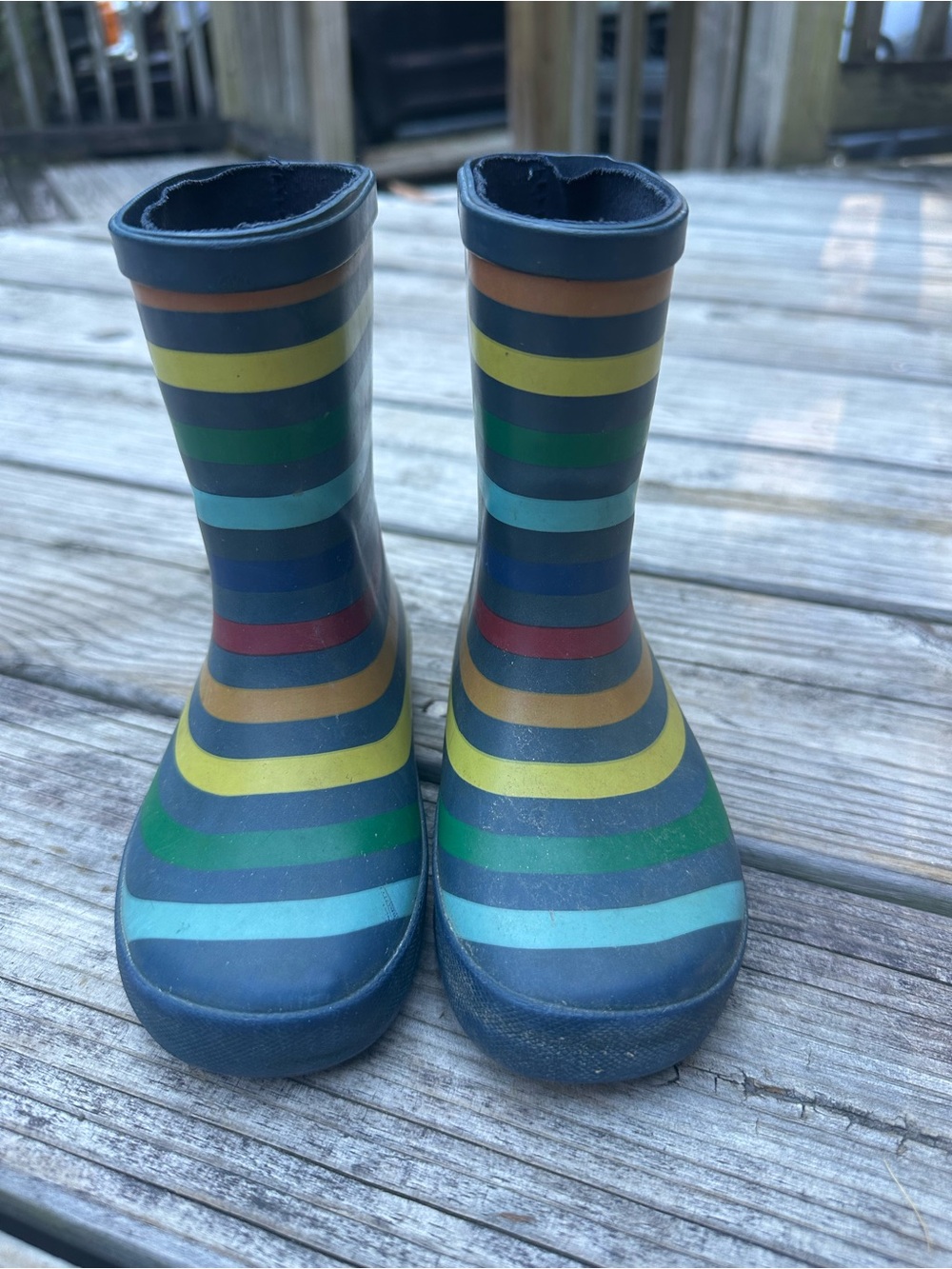 Primary Kids Striped Rain & Snow Boots - Navy Multicolor Stripes
